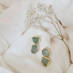 Load image into Gallery viewer, Cora Green Aventurine Double Stud Earrings
