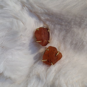 Semi-Precious Raw Stone Stud Earrings