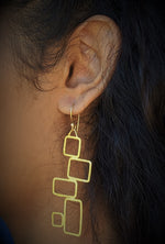 Load image into Gallery viewer, Gold Plated On Brass Geometric Earring - Squares

