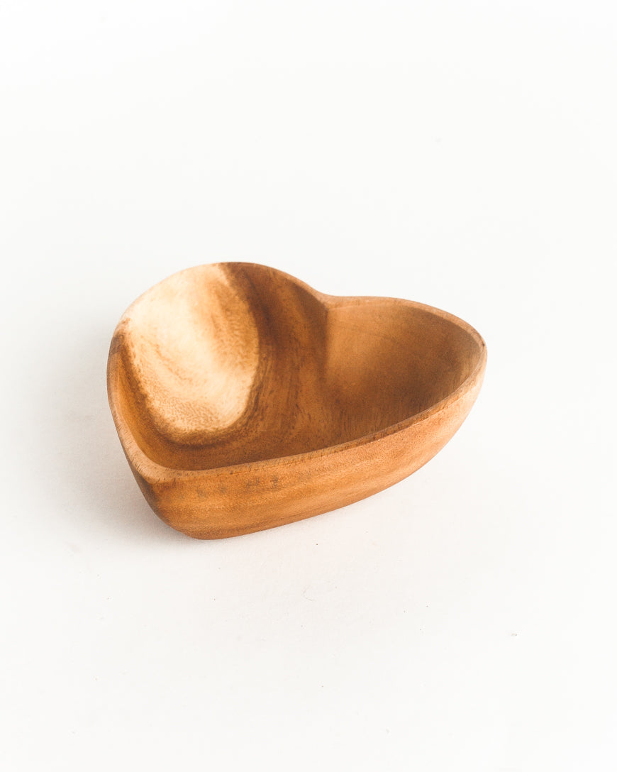 6" Acacia Wood Heart Bowl